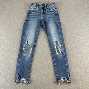 Kancan Jeans Youth Girls 6 Distressed‎ Stretch Denim Ripped Frayed Hem
